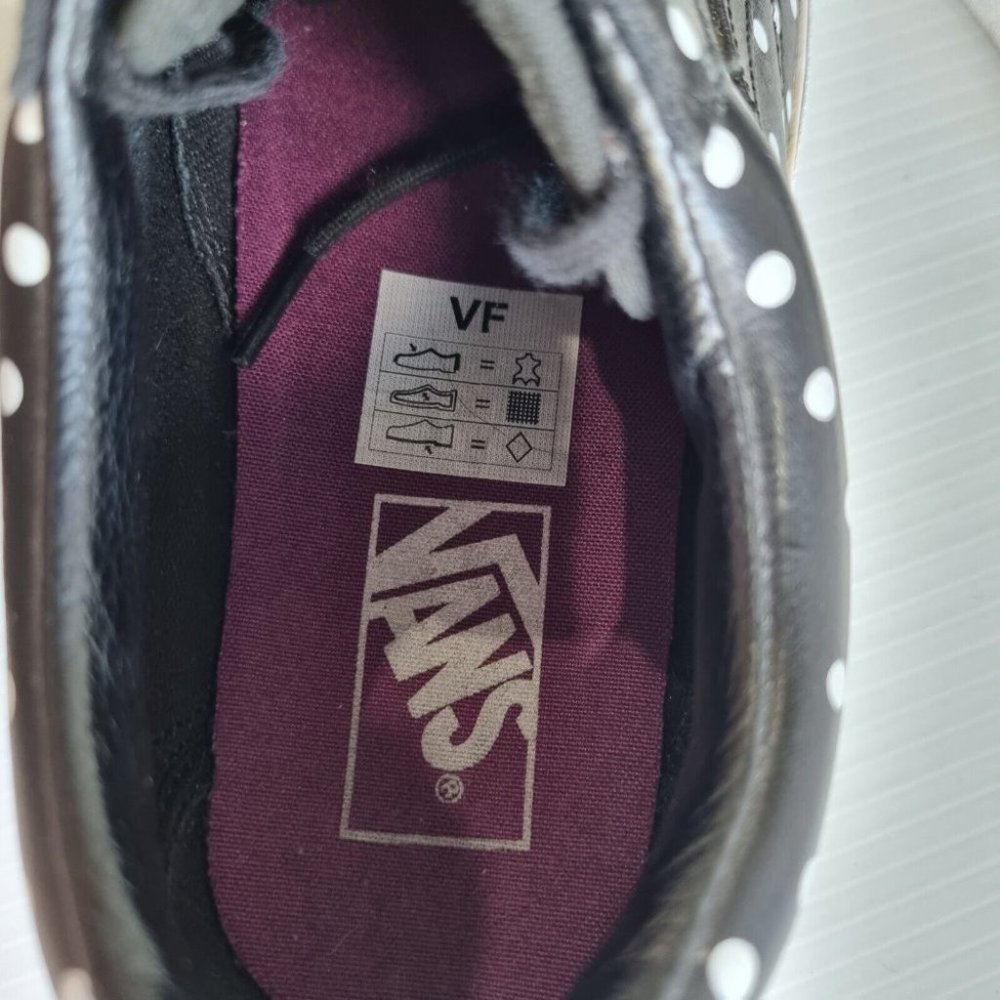 Vans Old Skool Black & White Leather Polka Dot Sneakers Size 8.5 - Picture 8 of 8
